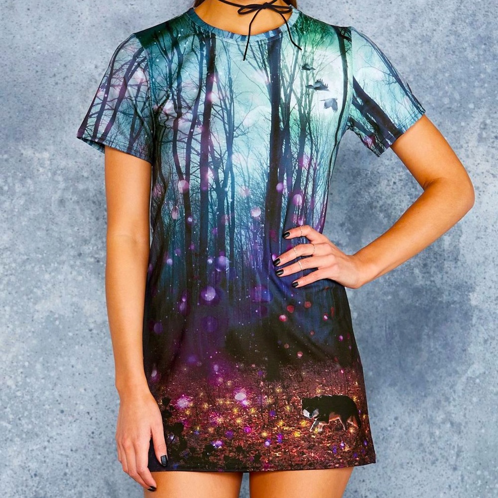 BlackMilk midnight forest orbs T-shirt dress